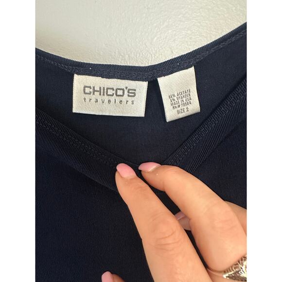 Chico’s Travelers Navy Blue Tank Top Large - Picture 3 of 5